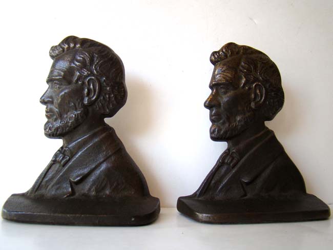 A pair of Lincoln bookends made by The Connecticut Foundry circa 1929